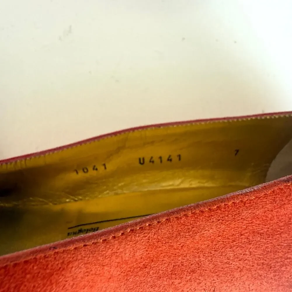 BRUNO MAGLI Suede Pumps Vibrant Orange Low Heel Made in Italy Vintage 7B Classic